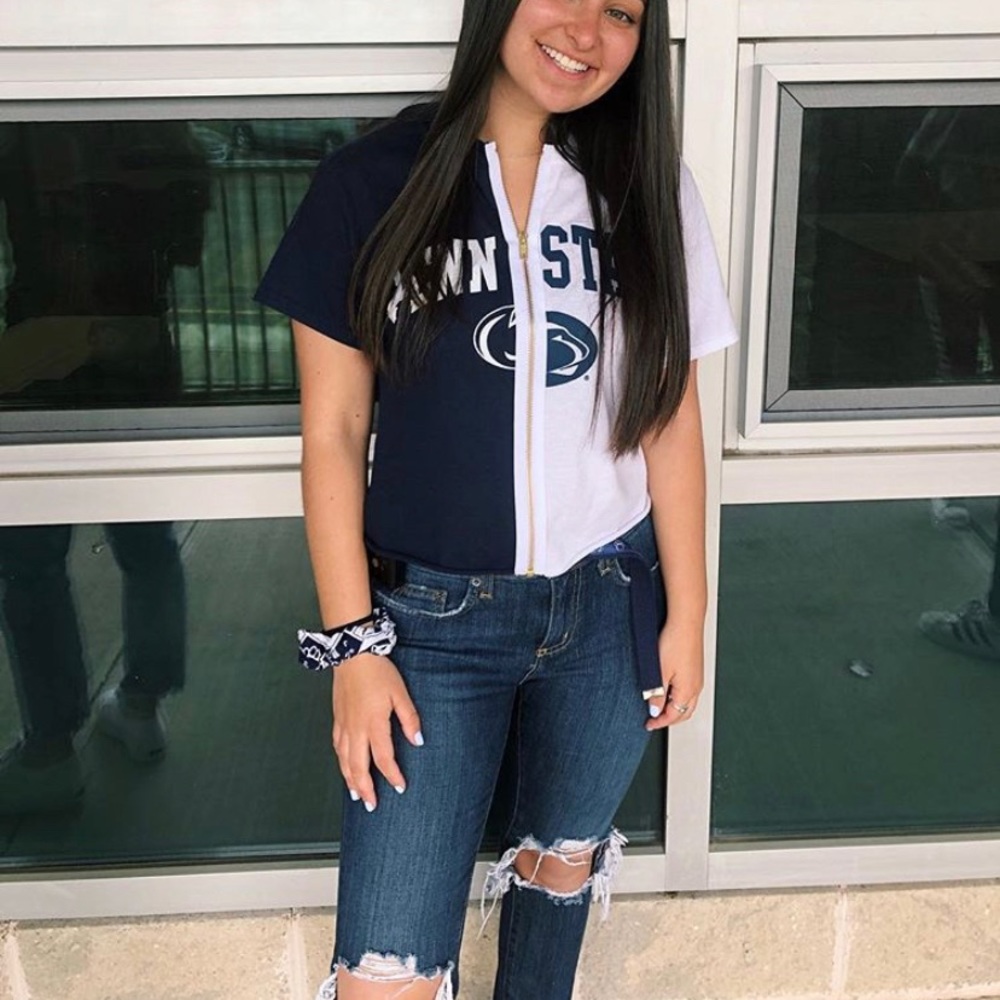 BYGABBY Full Zip Half & Half Penn State Tee